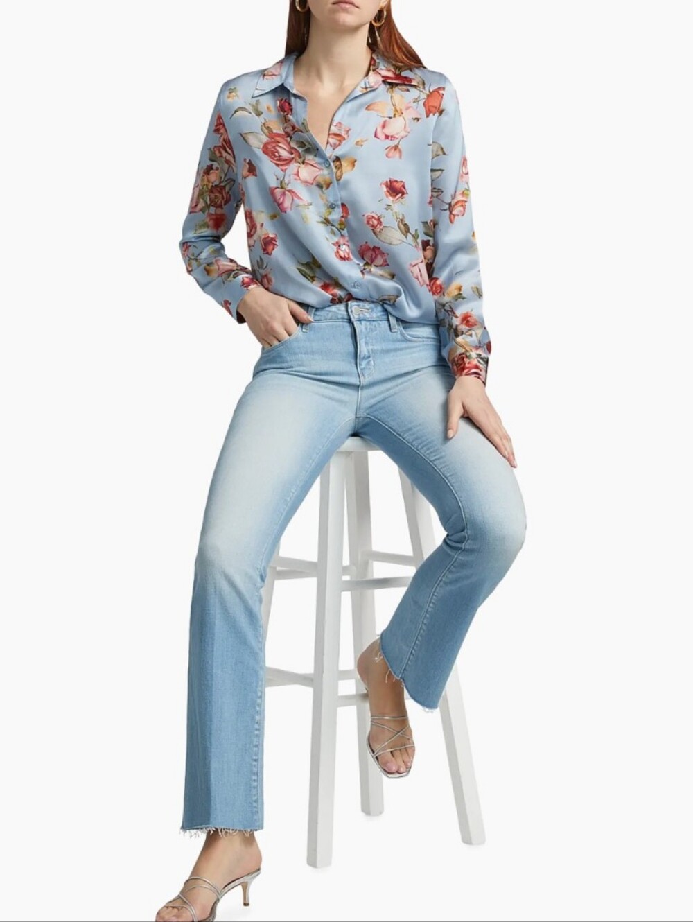L'AGENCE Silk Tyler Shirt - SIZE S | Summer Floral Office Style - Picture 6 of 15